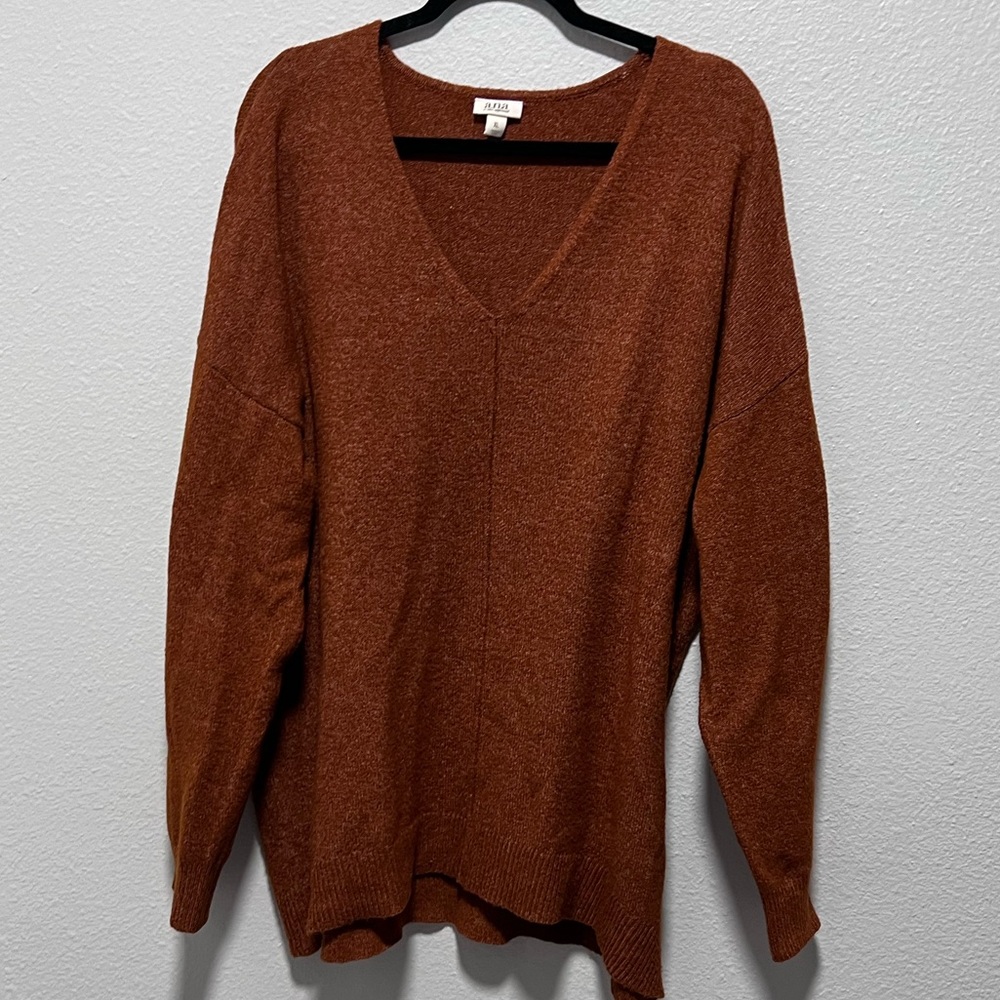 a.n.a. Oversized V-neck Burnt Orange Sweater Size XL.
